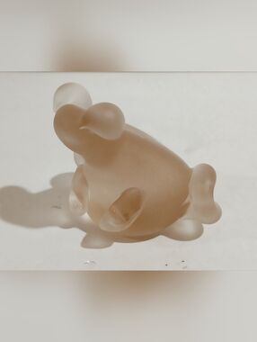 Blown Art Frosted Glass Frog Figurine - Blush Frosted Decorative Bird